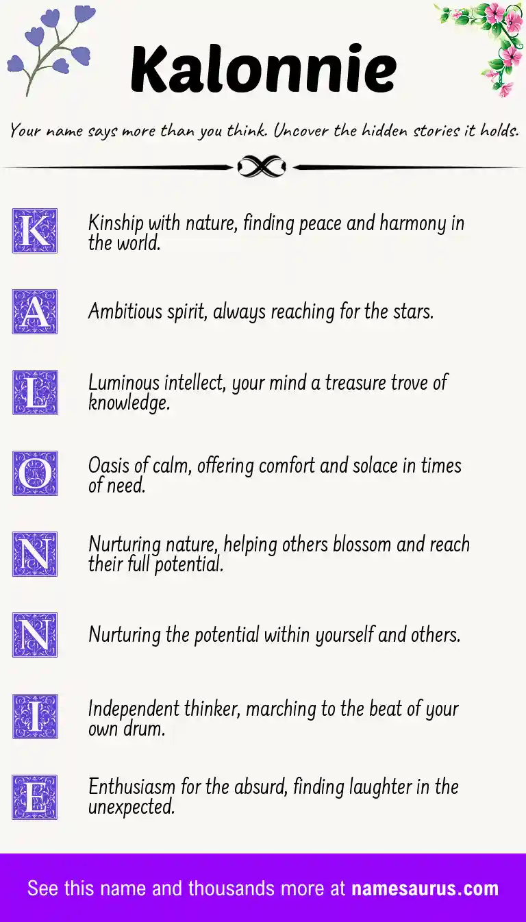 Acrostic poem about Kalonnie.