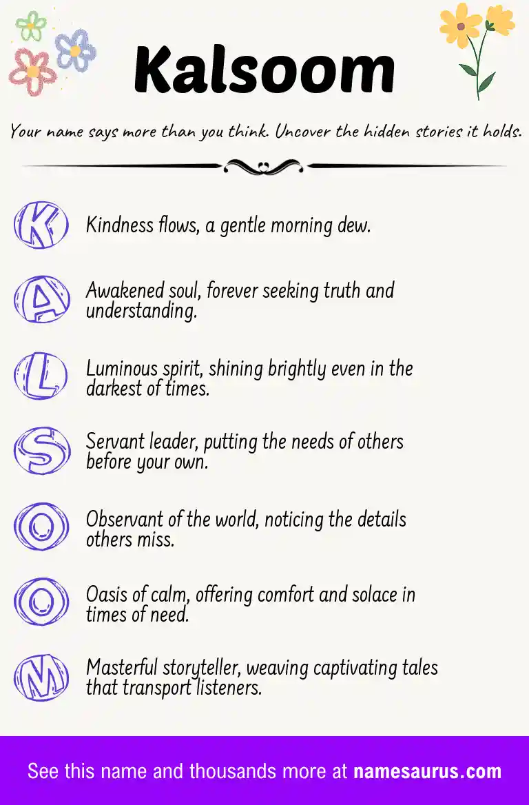 Acrostic poem about Kalsoom.
