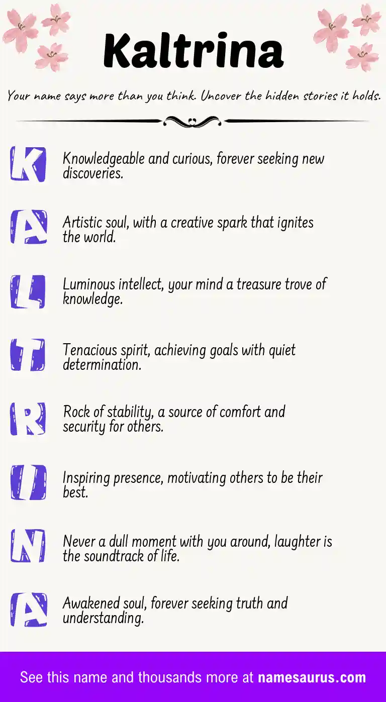 Acrostic poem about Kaltrina.
