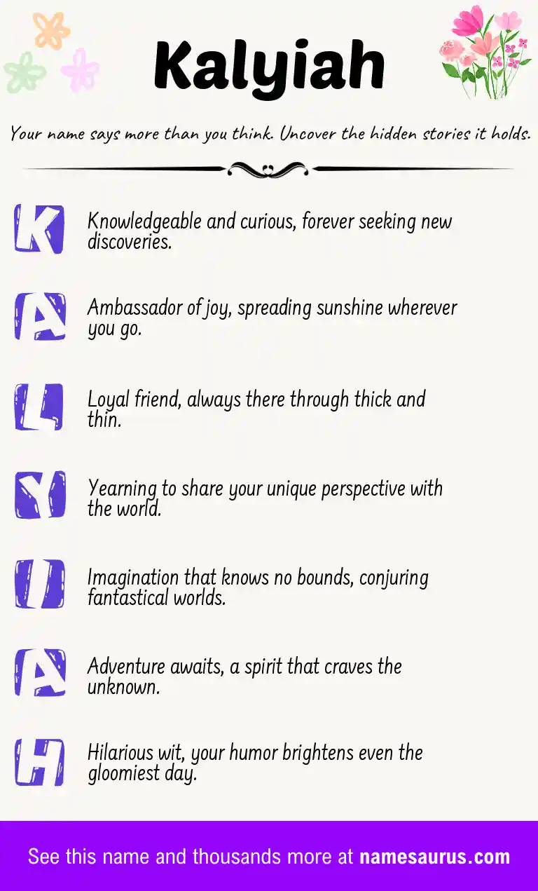 Acrostic poem about Kalyiah.