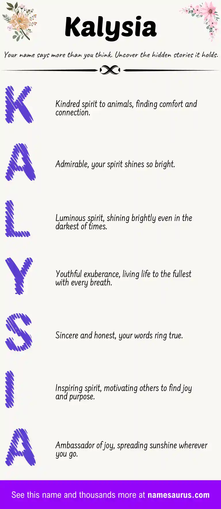 Acrostic poem about Kalysia.