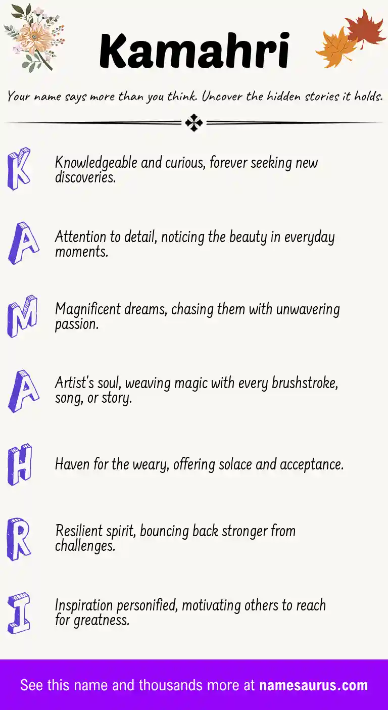 Acrostic poem about Kamahri.