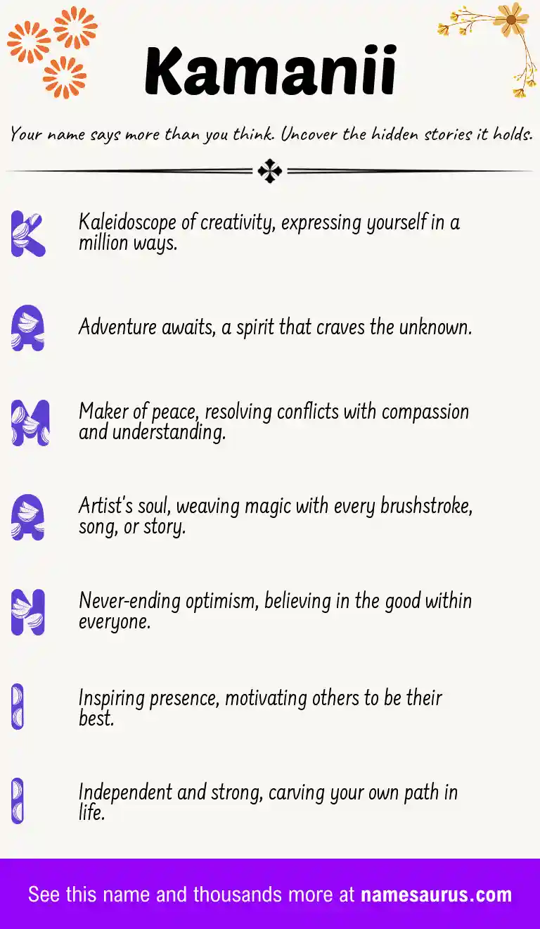 Acrostic poem about Kamanii.