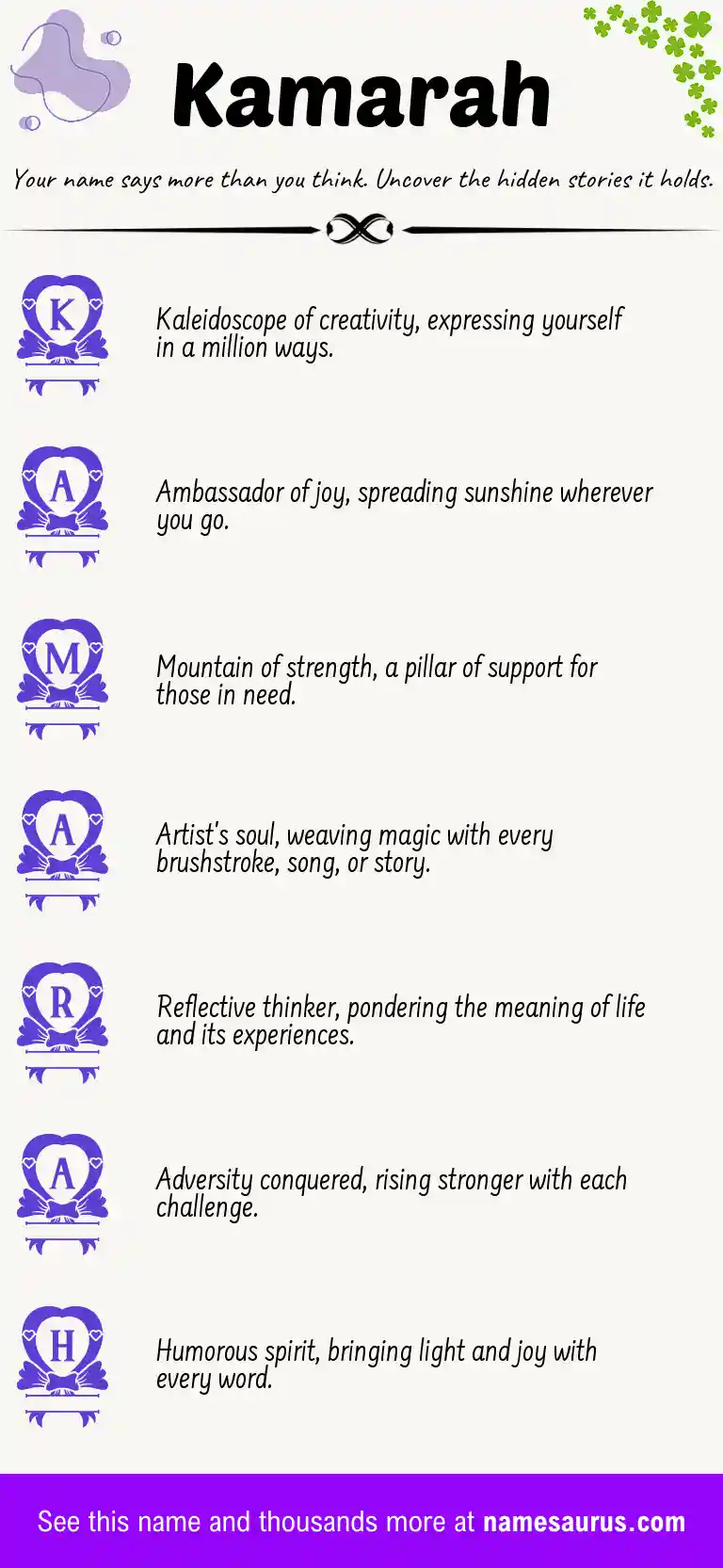 Acrostic poem about Kamarah.