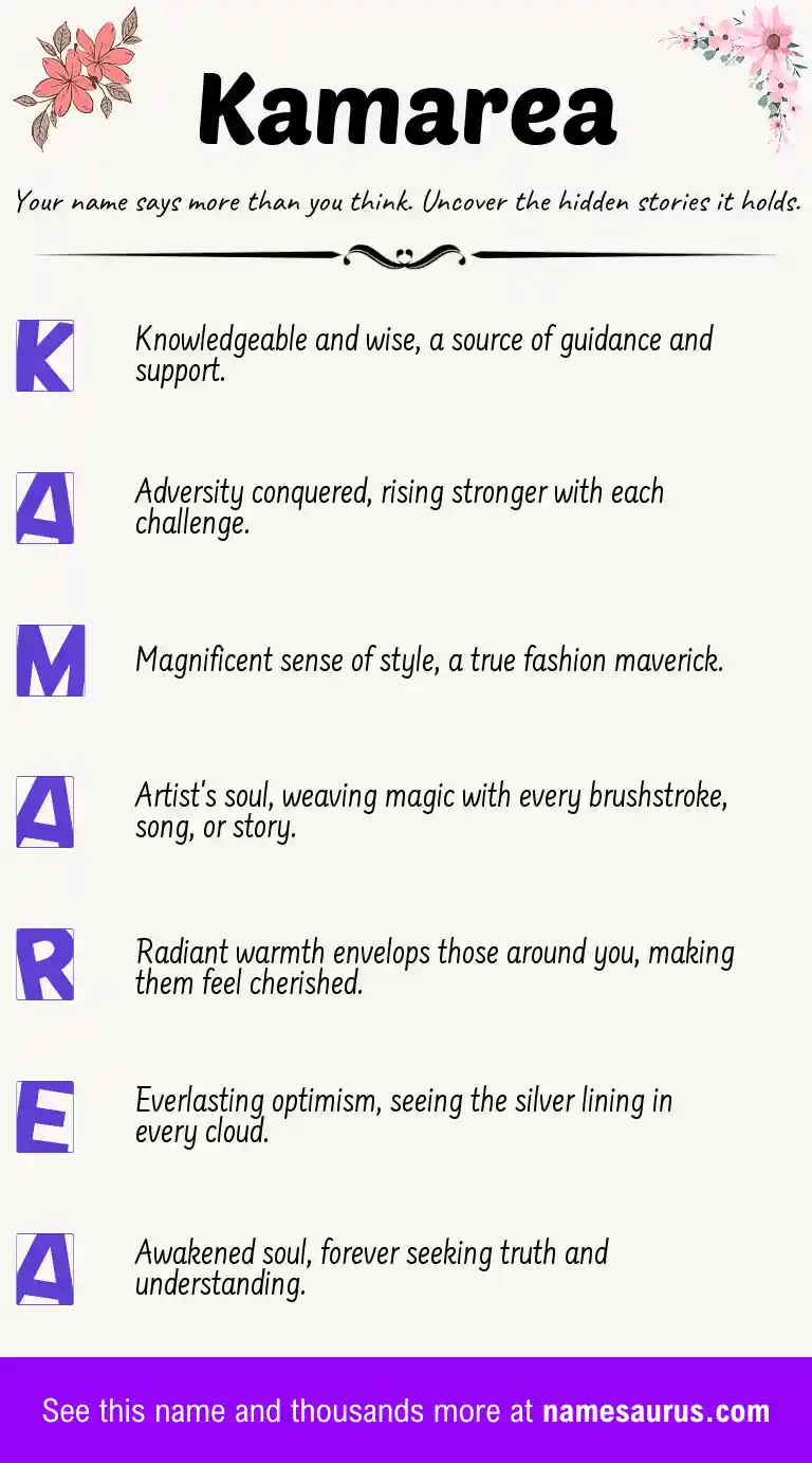 Acrostic poem about Kamarea.