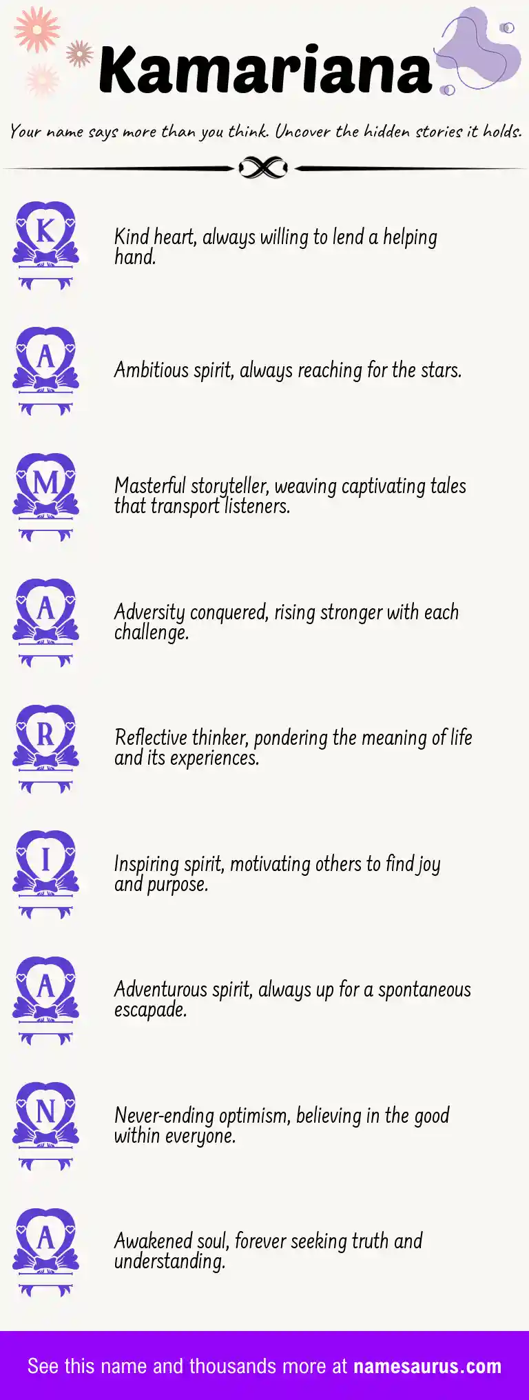 Acrostic poem about Kamariana.