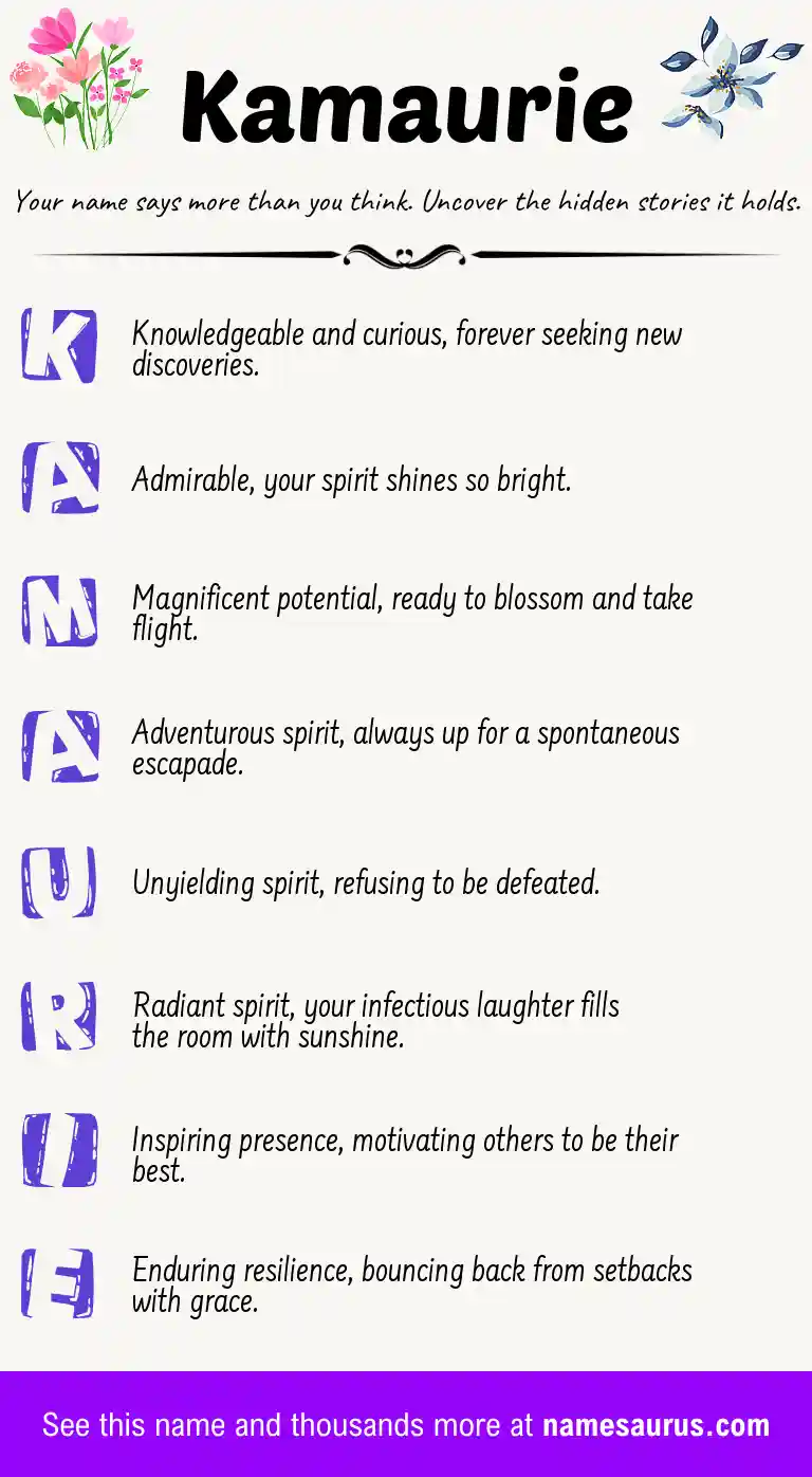 Acrostic poem about Kamaurie.