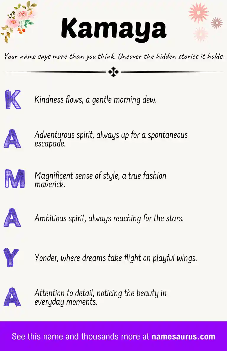 Acrostic poem about Kamaya.