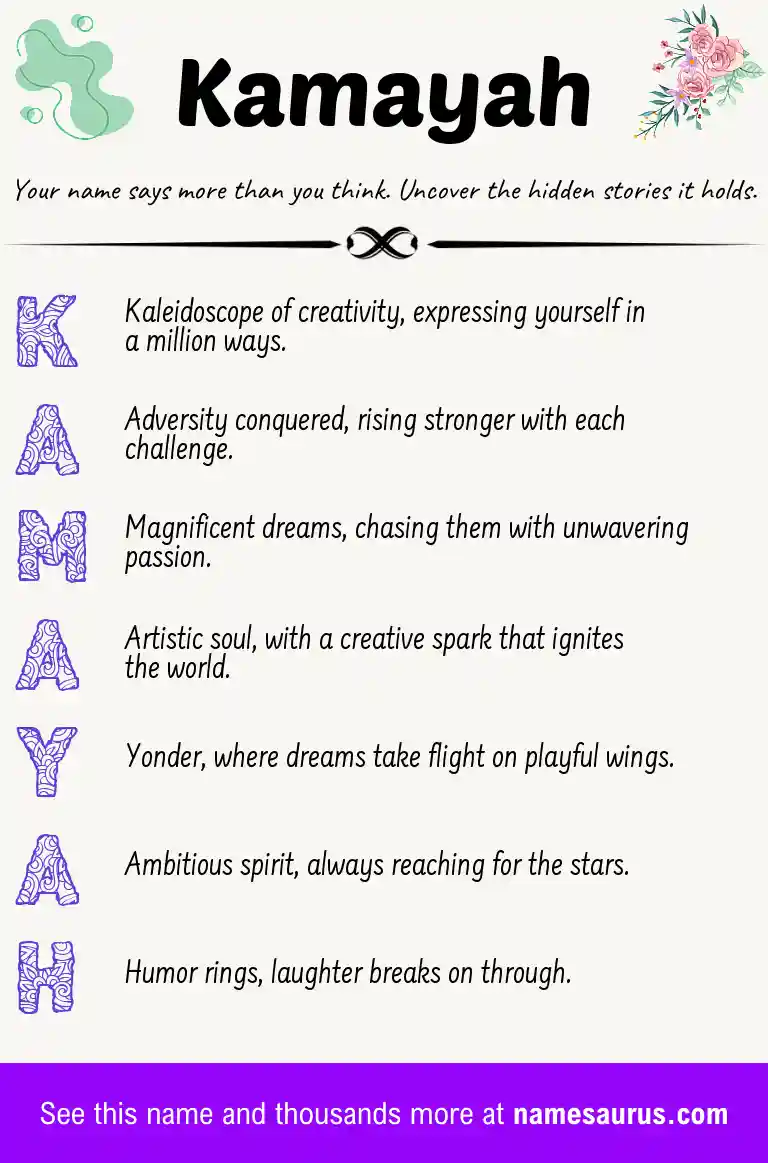 Acrostic poem about Kamayah.