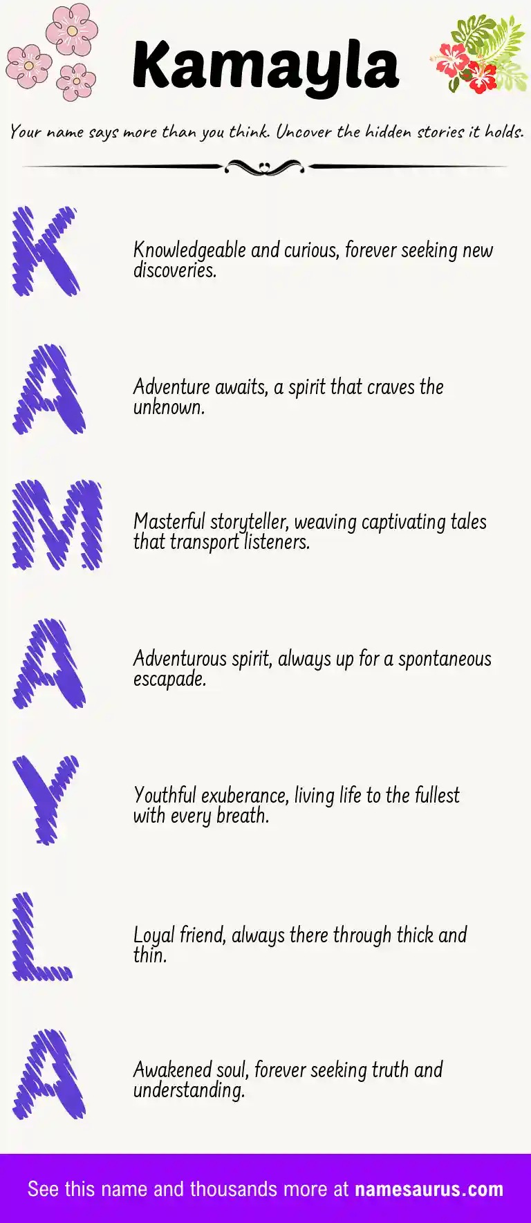 Acrostic poem about Kamayla.