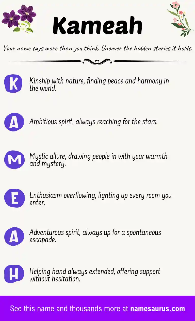 Acrostic poem about Kameah.