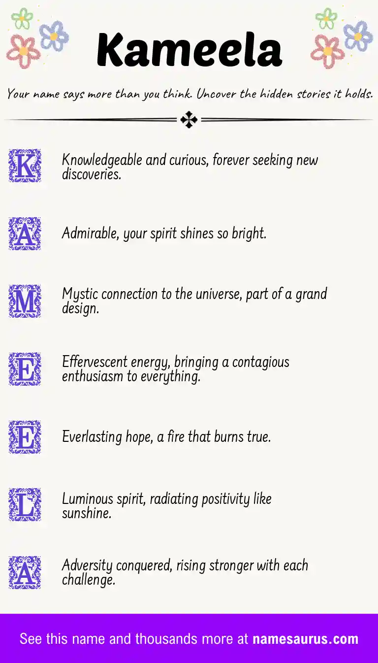 Acrostic poem about Kameela.