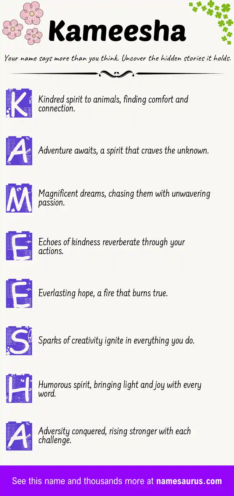 Acrostic poem about Kameesha.