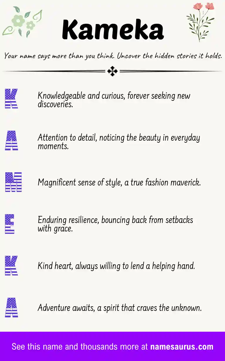 Acrostic poem about Kameka.