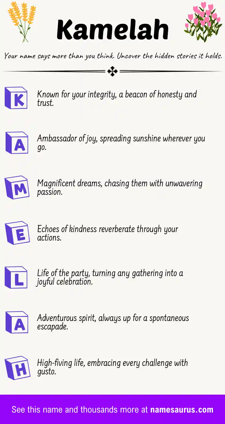 Acrostic poem about Kamelah.