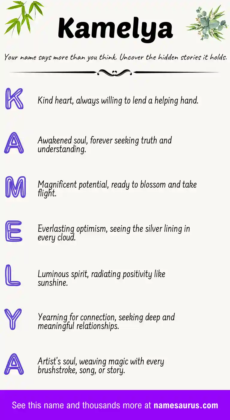 Acrostic poem about Kamelya.