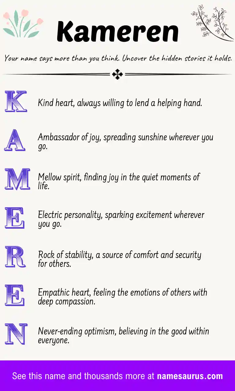 Acrostic poem about Kameren.