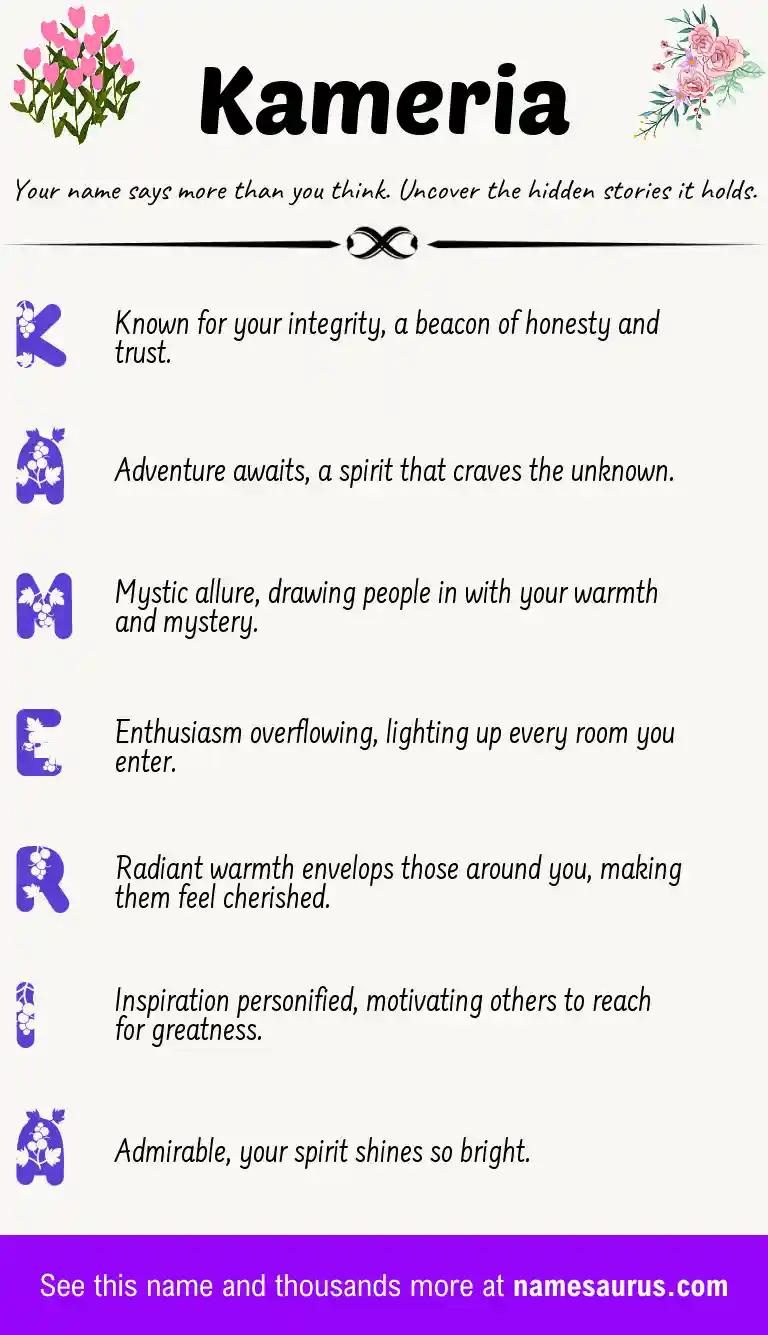 Acrostic poem about Kameria.