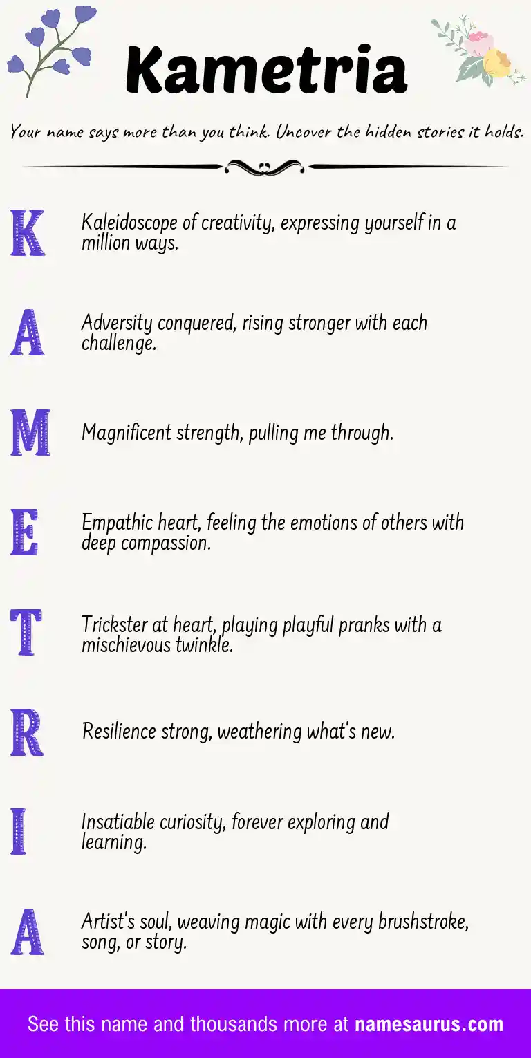 Acrostic poem about Kametria.