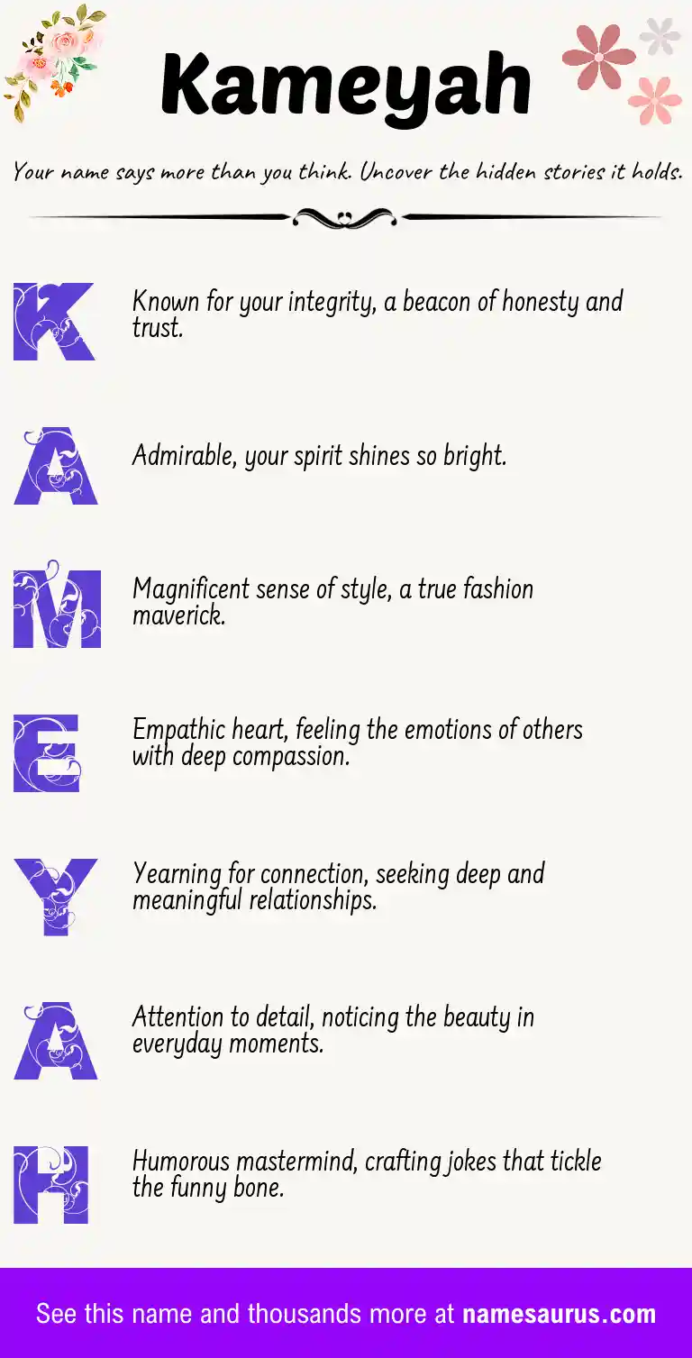 Acrostic poem about Kameyah.