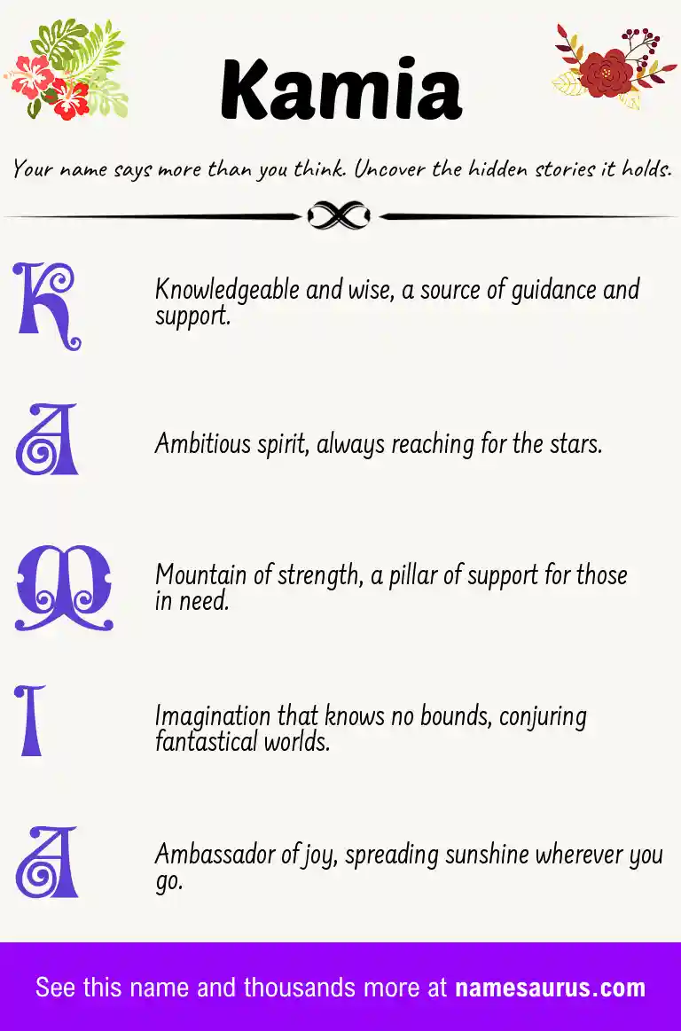 Acrostic poem about Kamia.