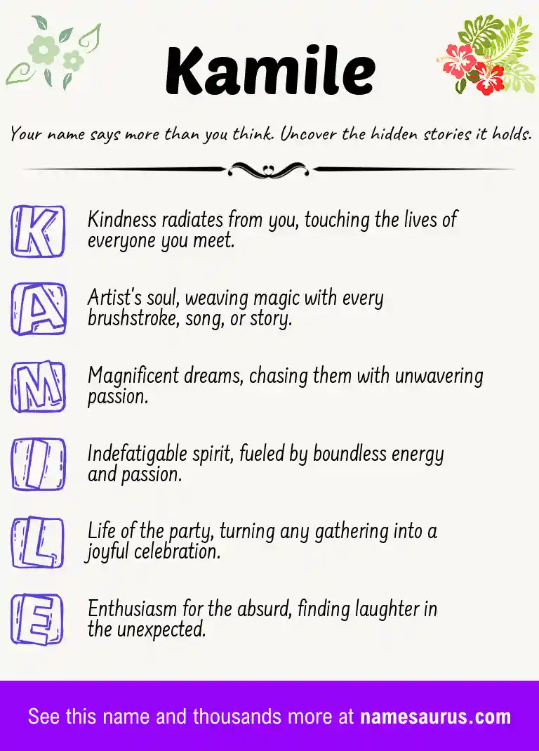 Acrostic poem about Kamile.