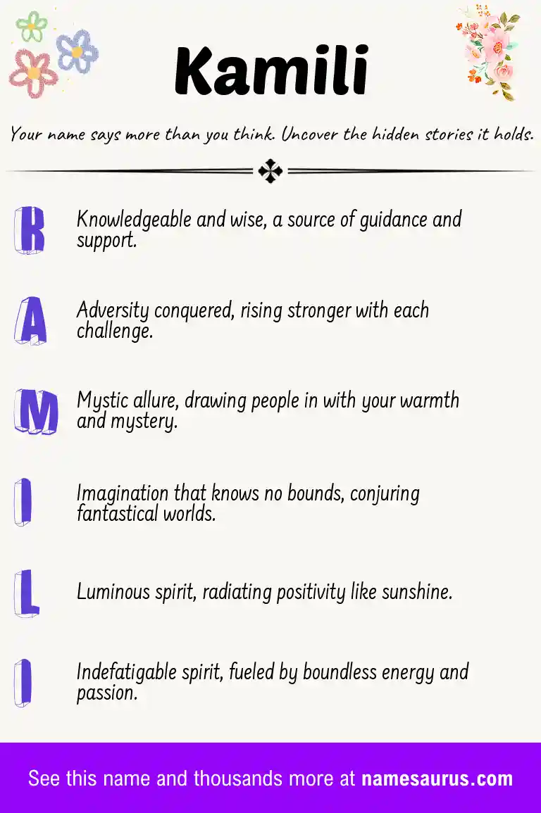 Acrostic poem about Kamili.