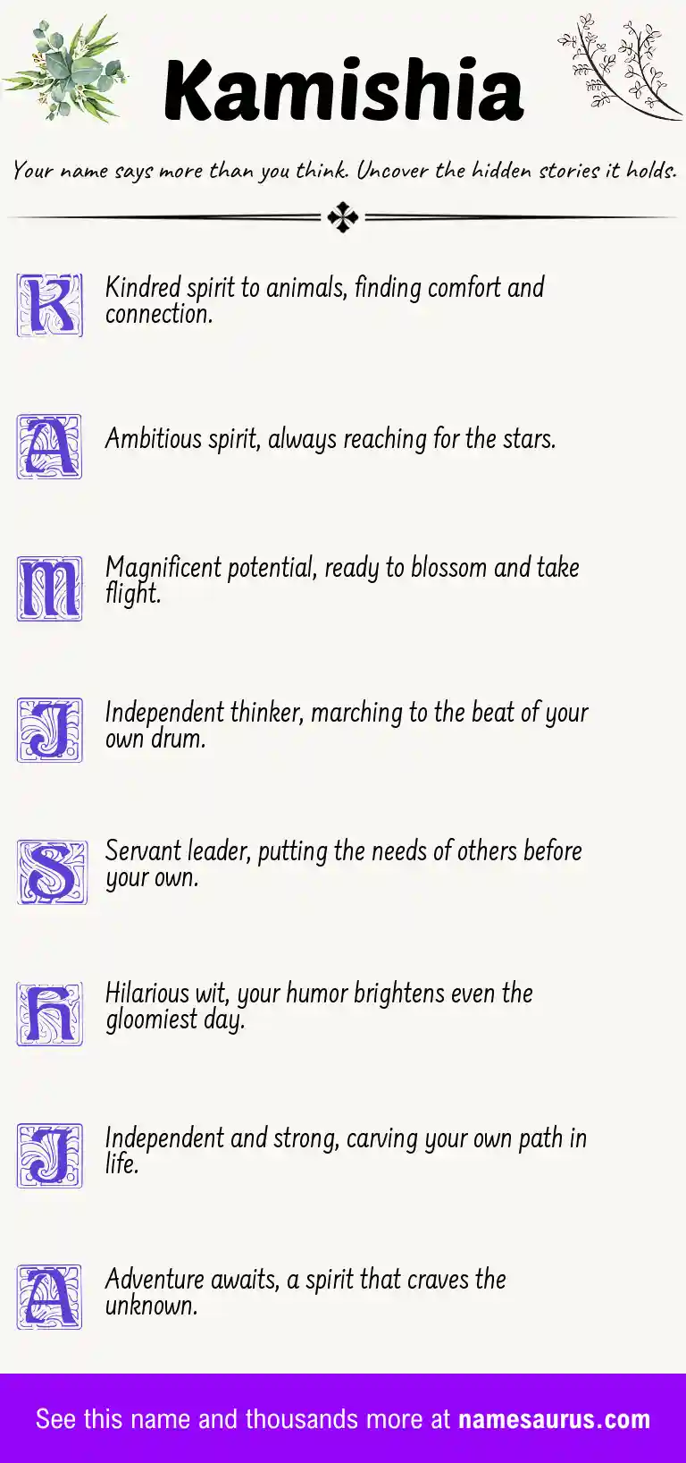 Acrostic poem about Kamishia.