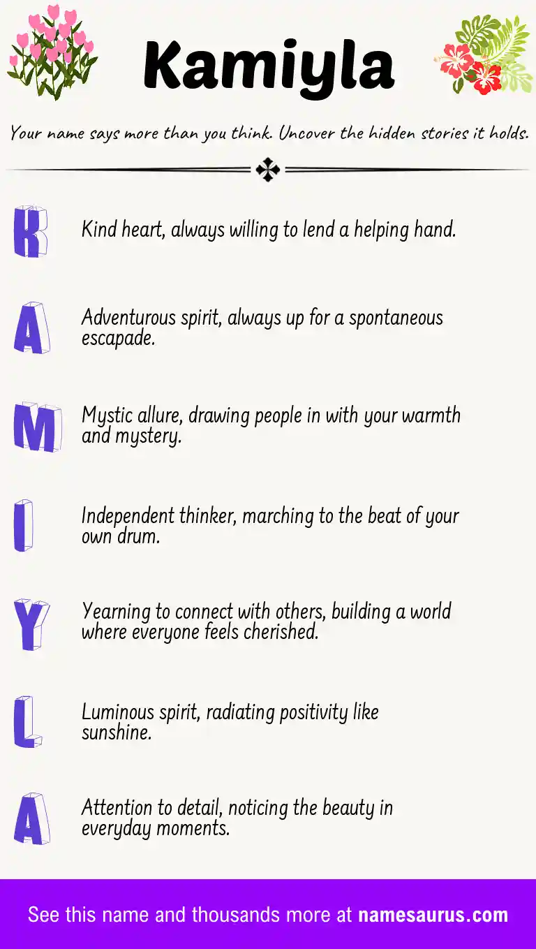 Acrostic poem about Kamiyla.