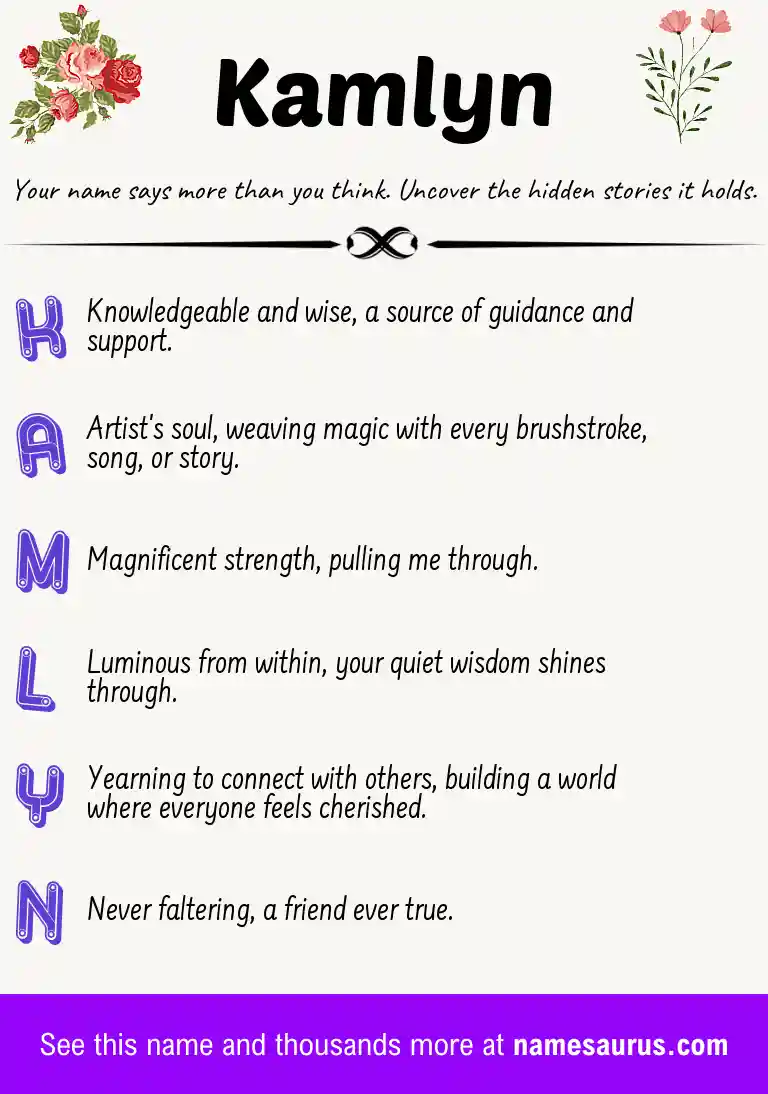 Acrostic poem about Kamlyn.