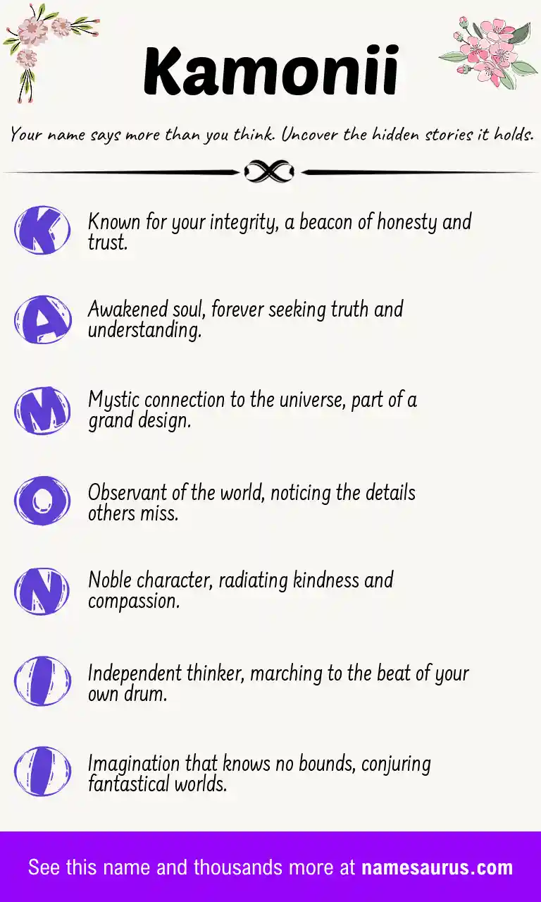 Acrostic poem about Kamonii.