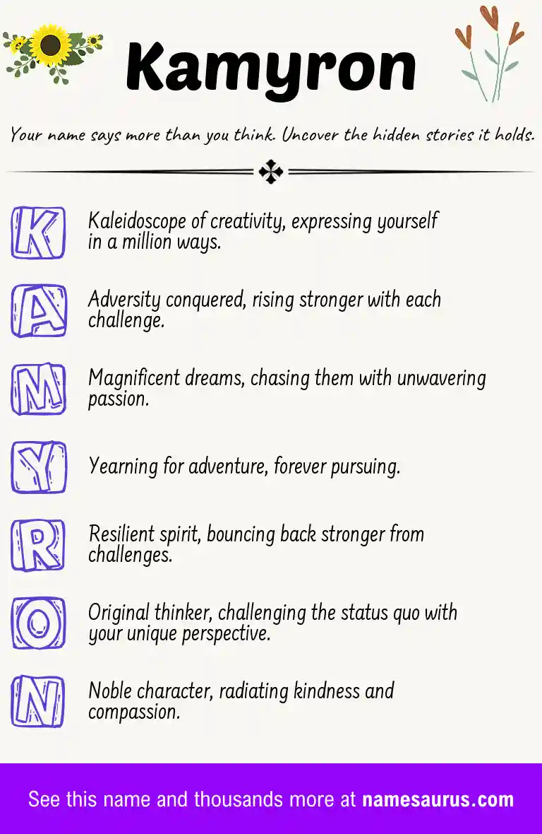 Acrostic poem about Kamyron.