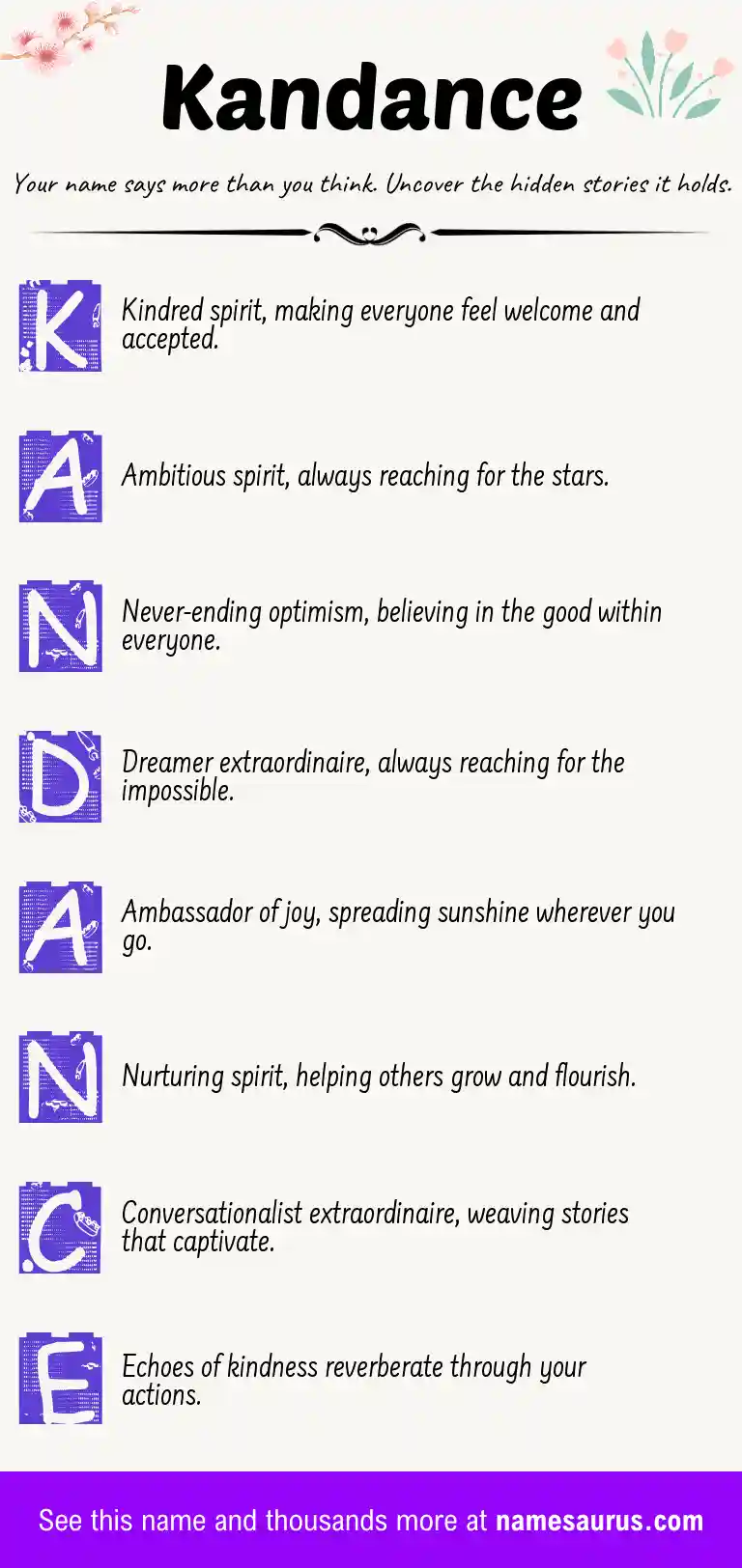 Acrostic poem about Kandance.