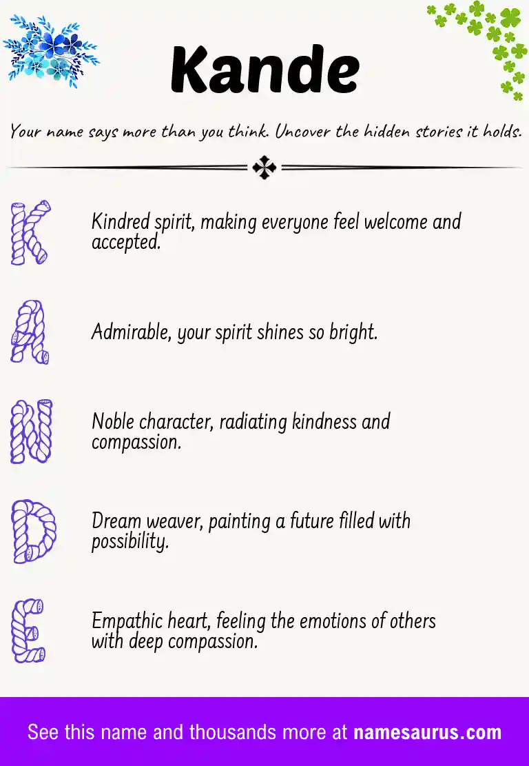 Acrostic poem about Kande.
