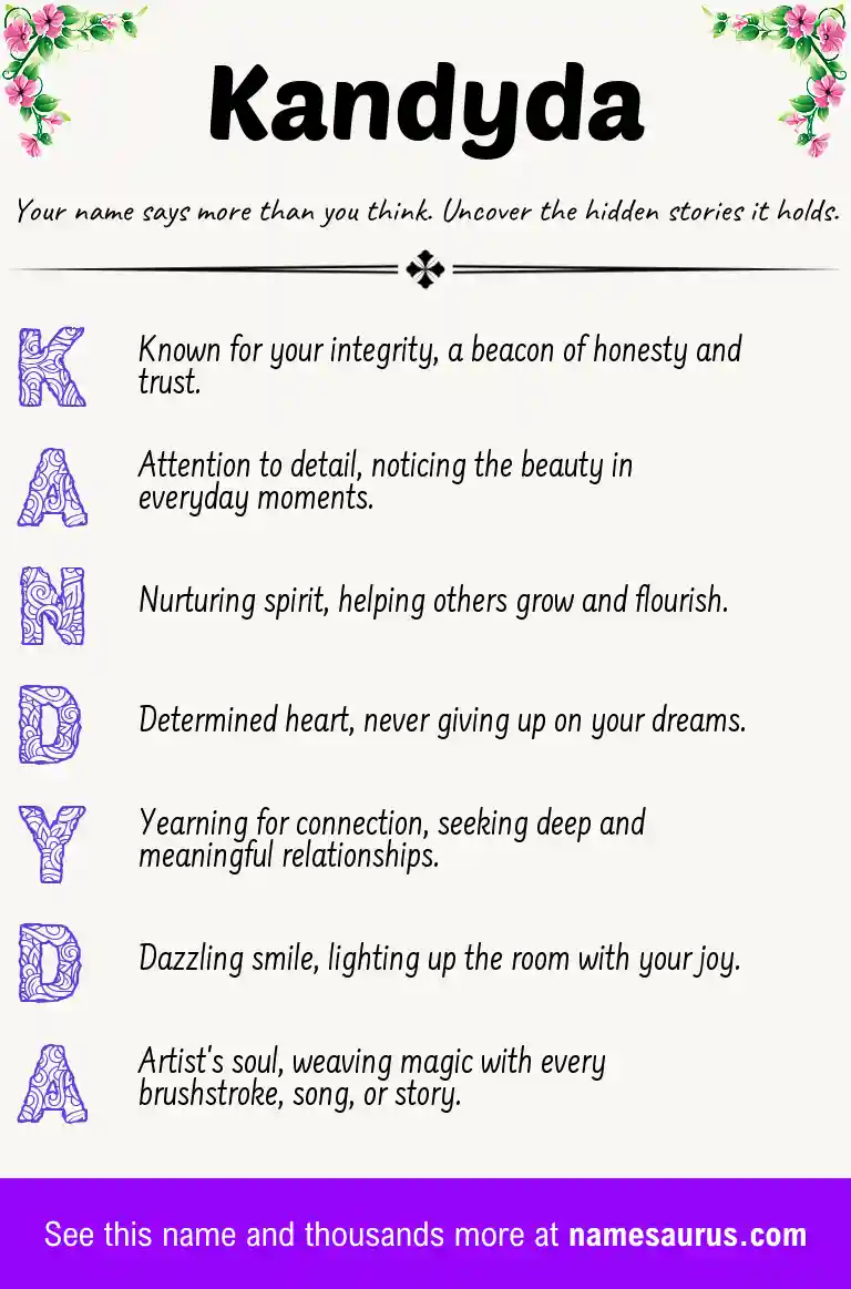 Acrostic poem about Kandyda.