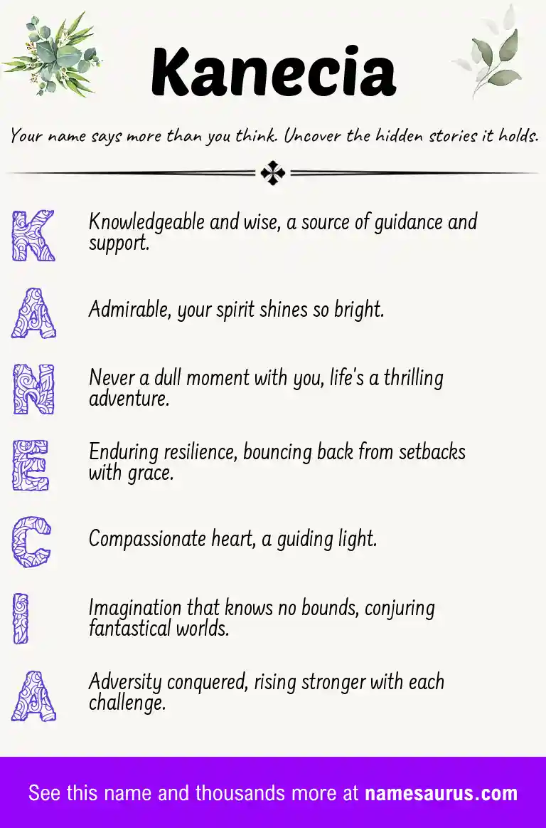 Acrostic poem about Kanecia.