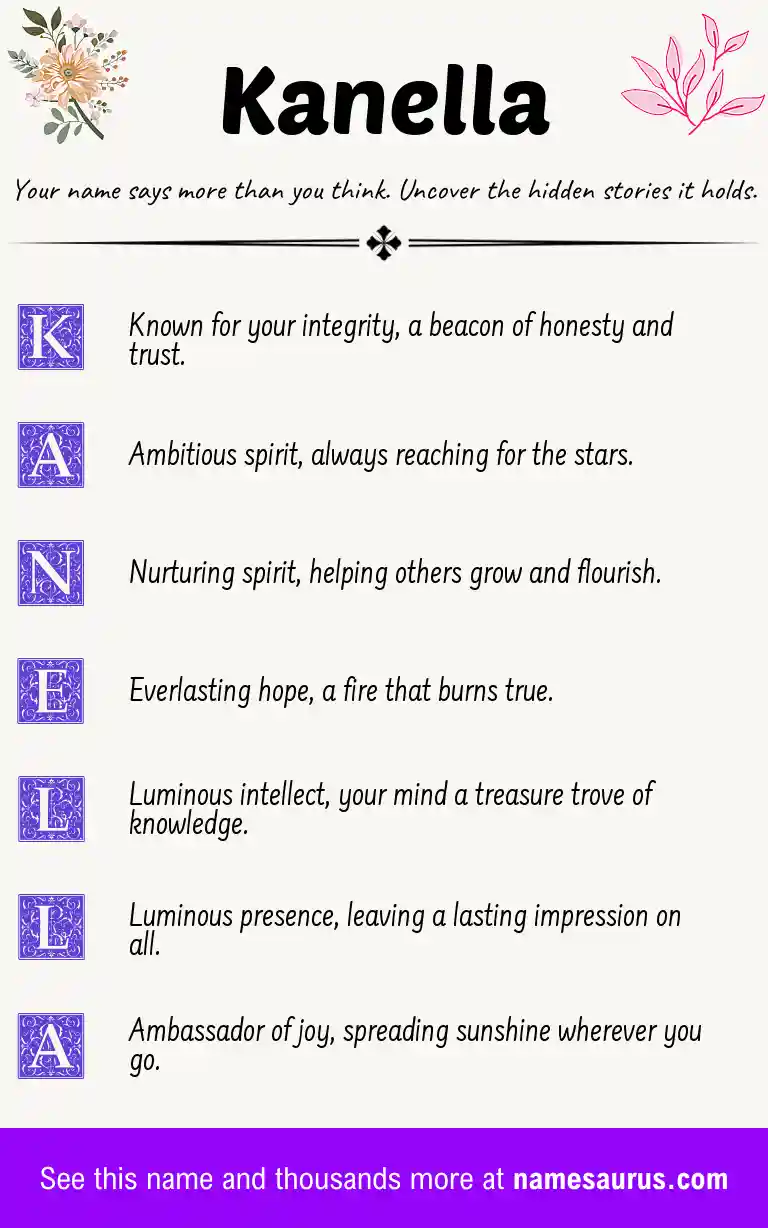 Acrostic poem about Kanella.