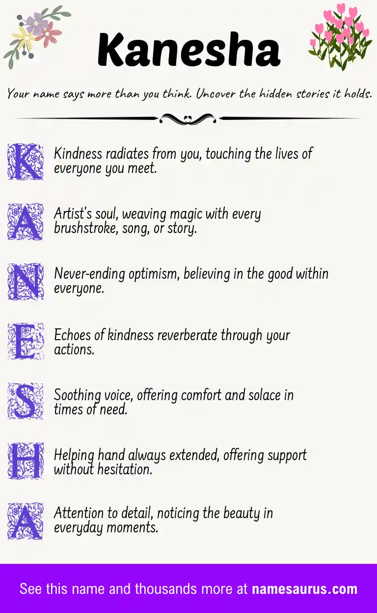 Acrostic poem about Kanesha.