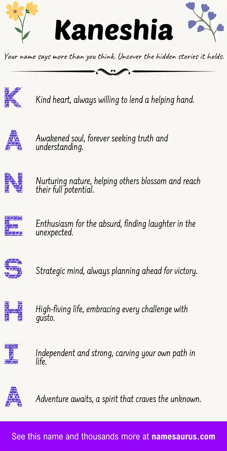 Acrostic poem about Kaneshia.