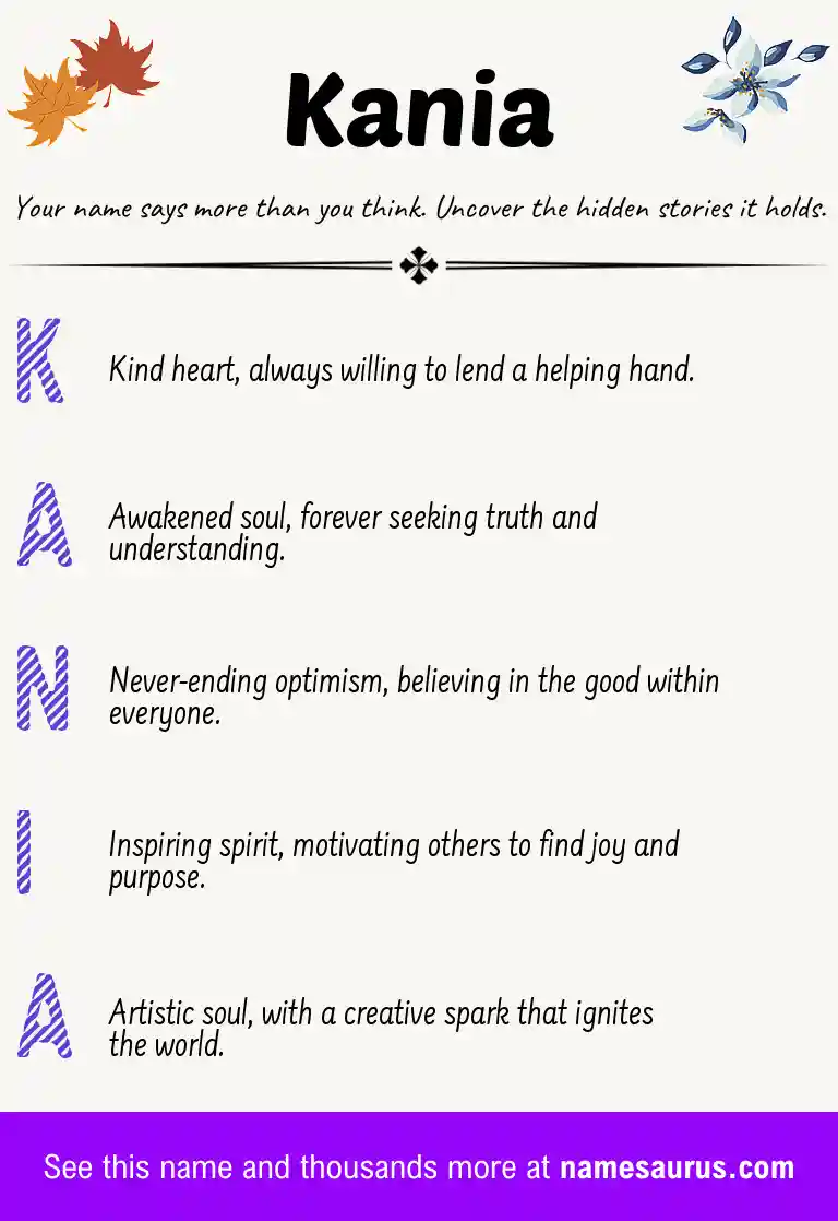 Acrostic poem about Kania.