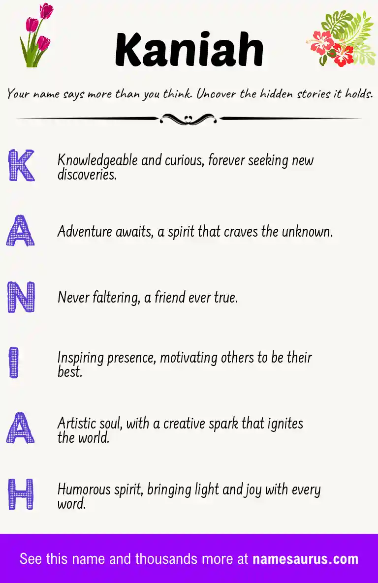 Acrostic poem about Kaniah.