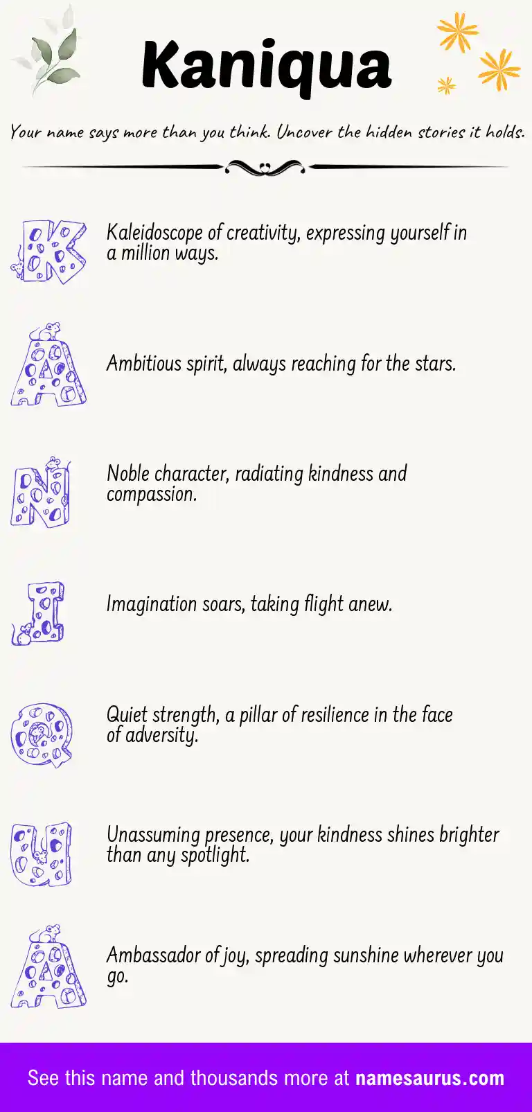 Acrostic poem about Kaniqua.