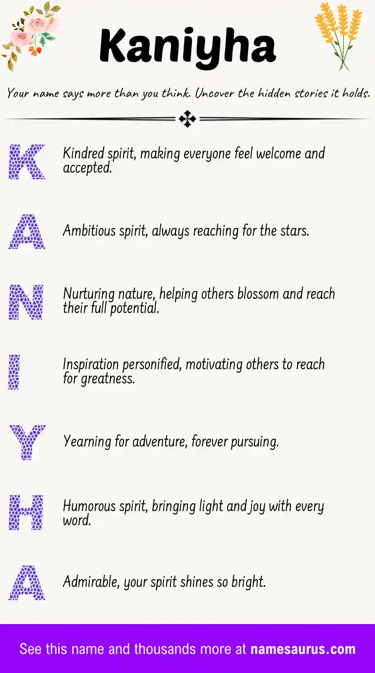 Acrostic poem about Kaniyha.