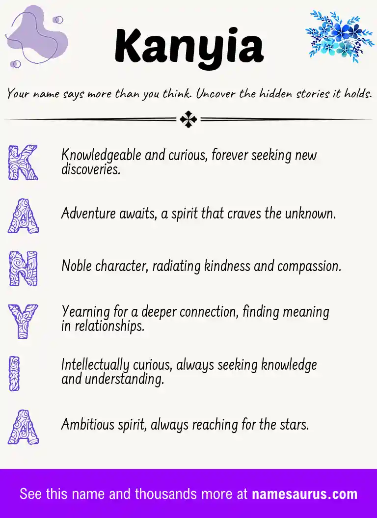 Acrostic poem about Kanyia.