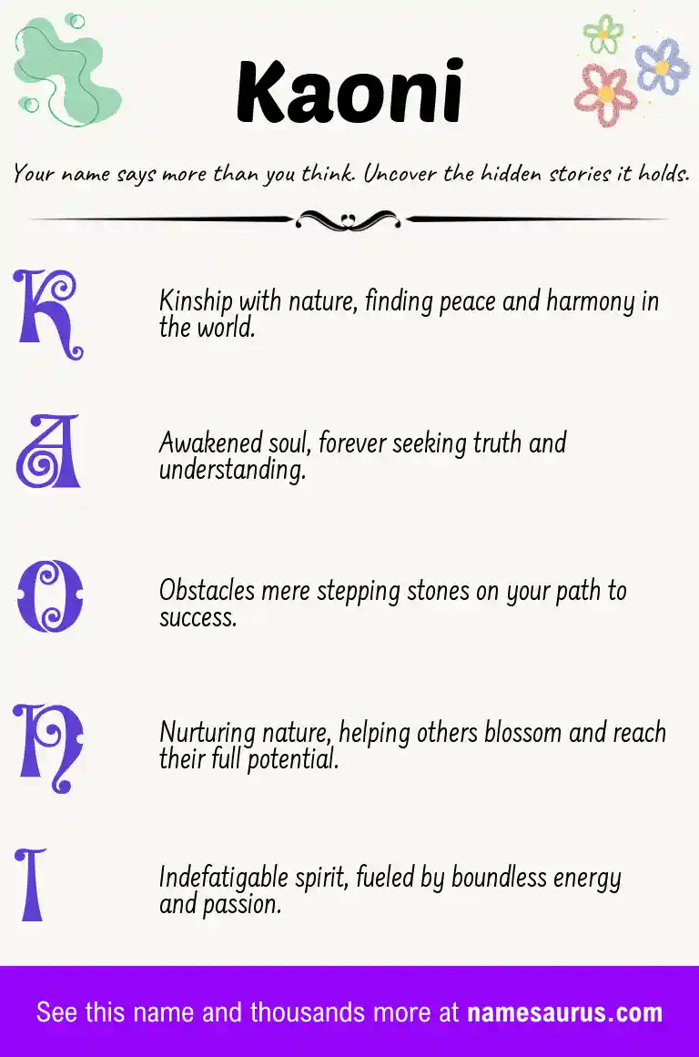 Acrostic poem about Kaoni.