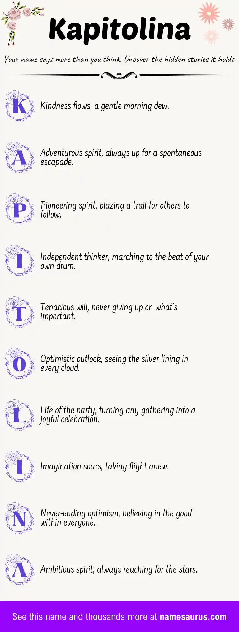 Acrostic poem about Kapitolina.