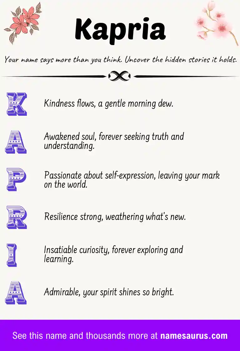 Acrostic poem about Kapria.