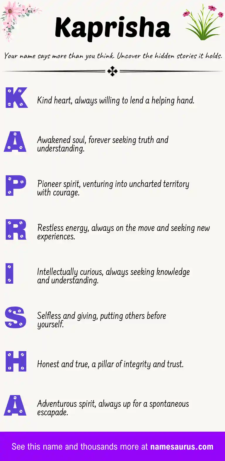 Acrostic poem about Kaprisha.