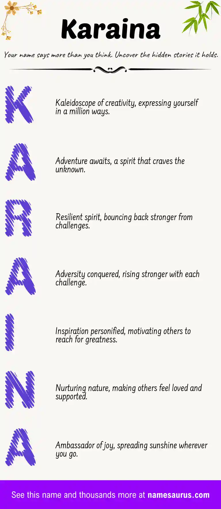 Acrostic poem about Karaina.