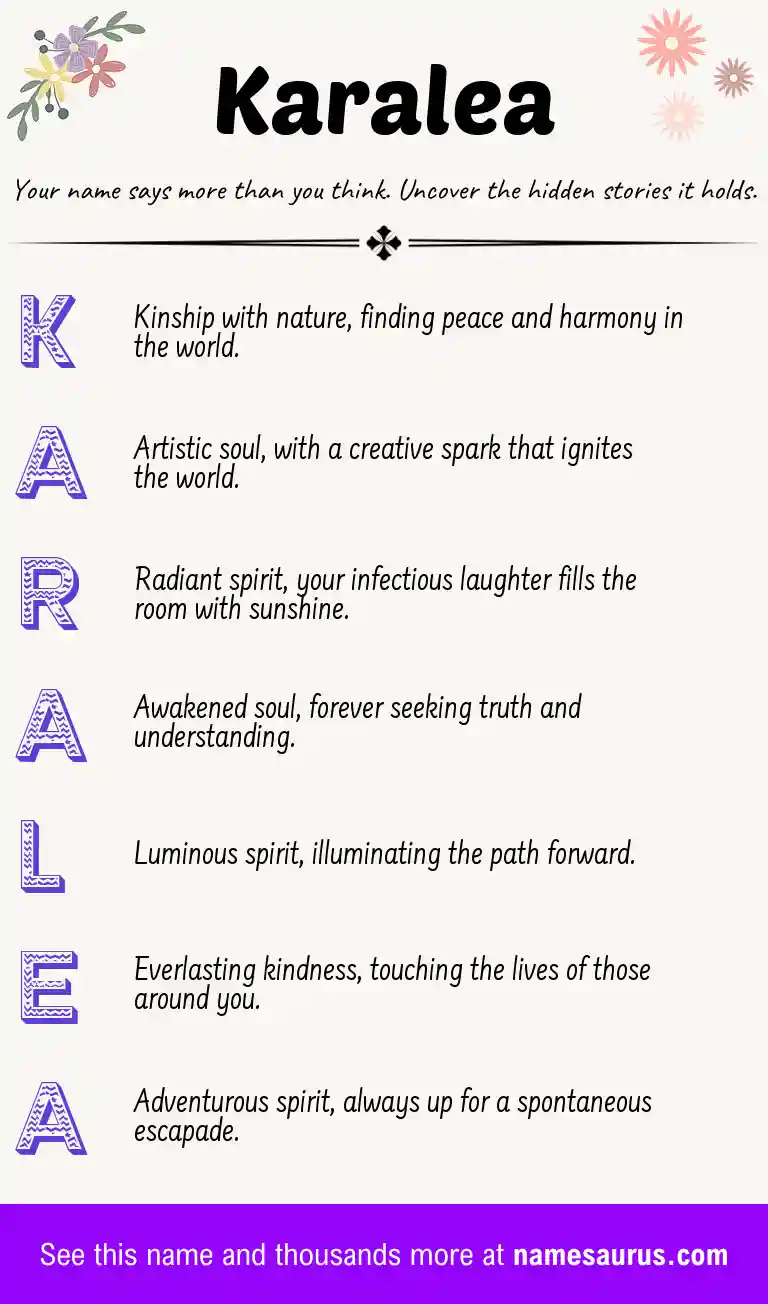 Acrostic poem about Karalea.